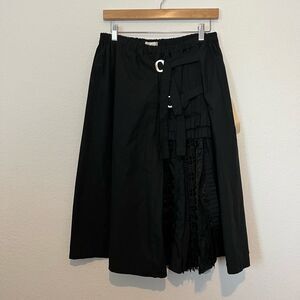 Krista Larson Black Cotton Steampunk Lace Midi Skirt Lagenlook One Size NWT NEW